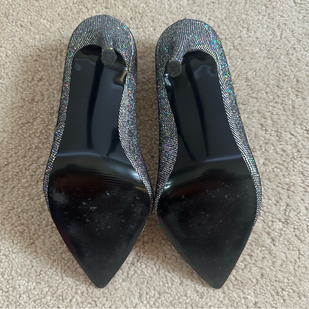 Steve Madden Daisie disco ball Silver Glitter High Heels pumps sparkle size 7 - Picture 9 of 11